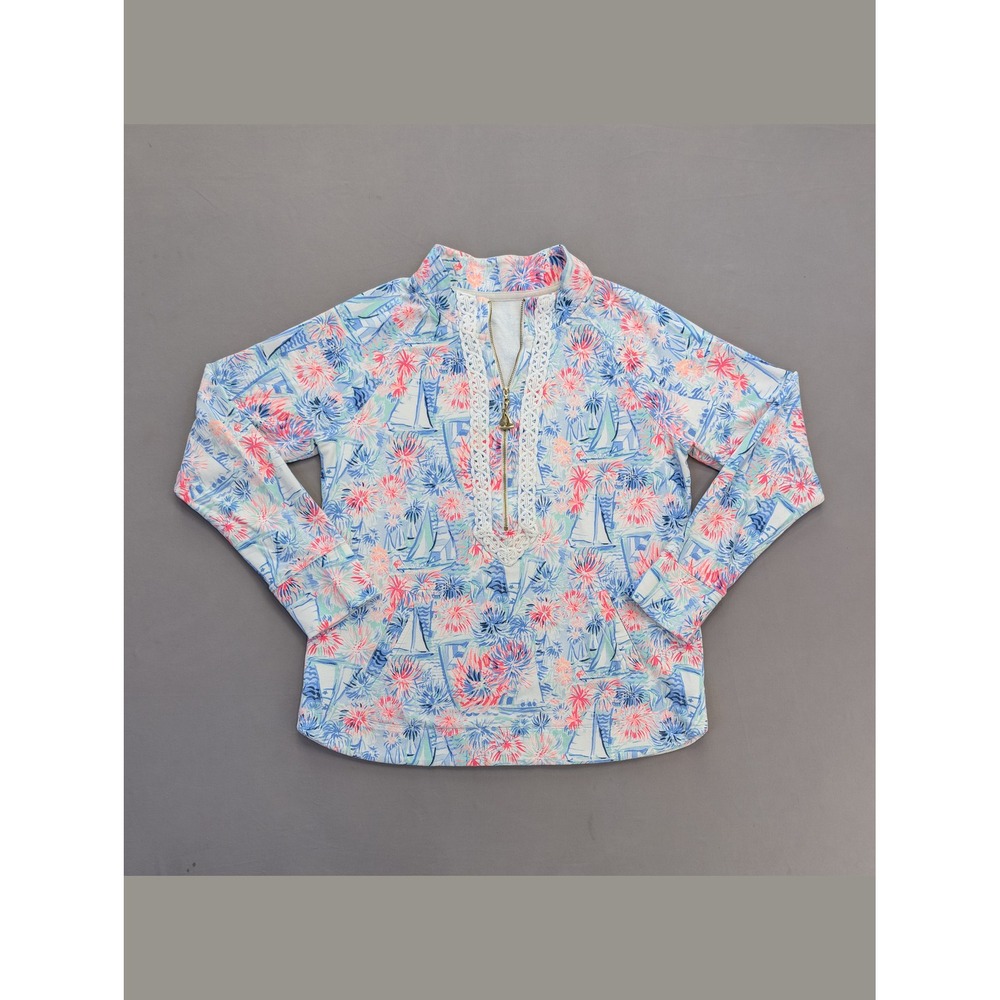 Lilly Pulitzer Sailboat Print 1/4 Zip Pullover Medium